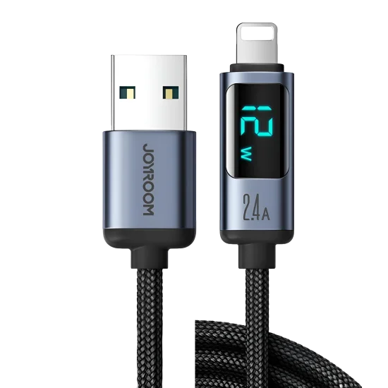 Cable Charger Mobile Joyroom Usb To Iphone 2.4A Digitaldisplay S-Al012A16 1.2M Black 