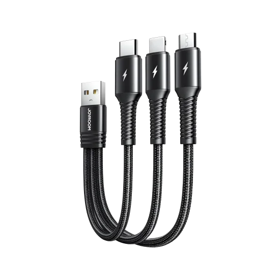 Cable Charger Mobile Multi Joyroom 3*1 Usb To Iphone _ Micro Usb _ Type-C S-01530G9 0.15M Black 
