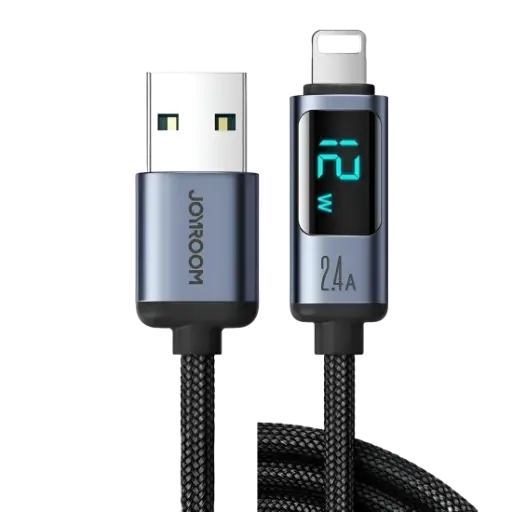 Cable Charger Mobile Joyroom Usb To Iphone 2.4A Digitaldisplay S-Al012A16 1.2M Black 