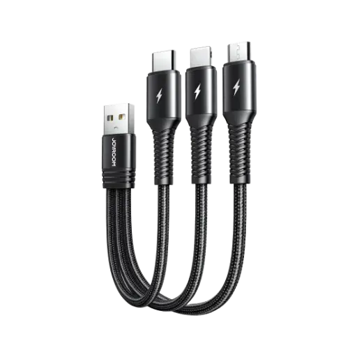 Cable Charger Mobile Multi Joyroom 3*1 Usb To Iphone _ Micro Usb _ Type-C S-01530G9 0.15M Black 